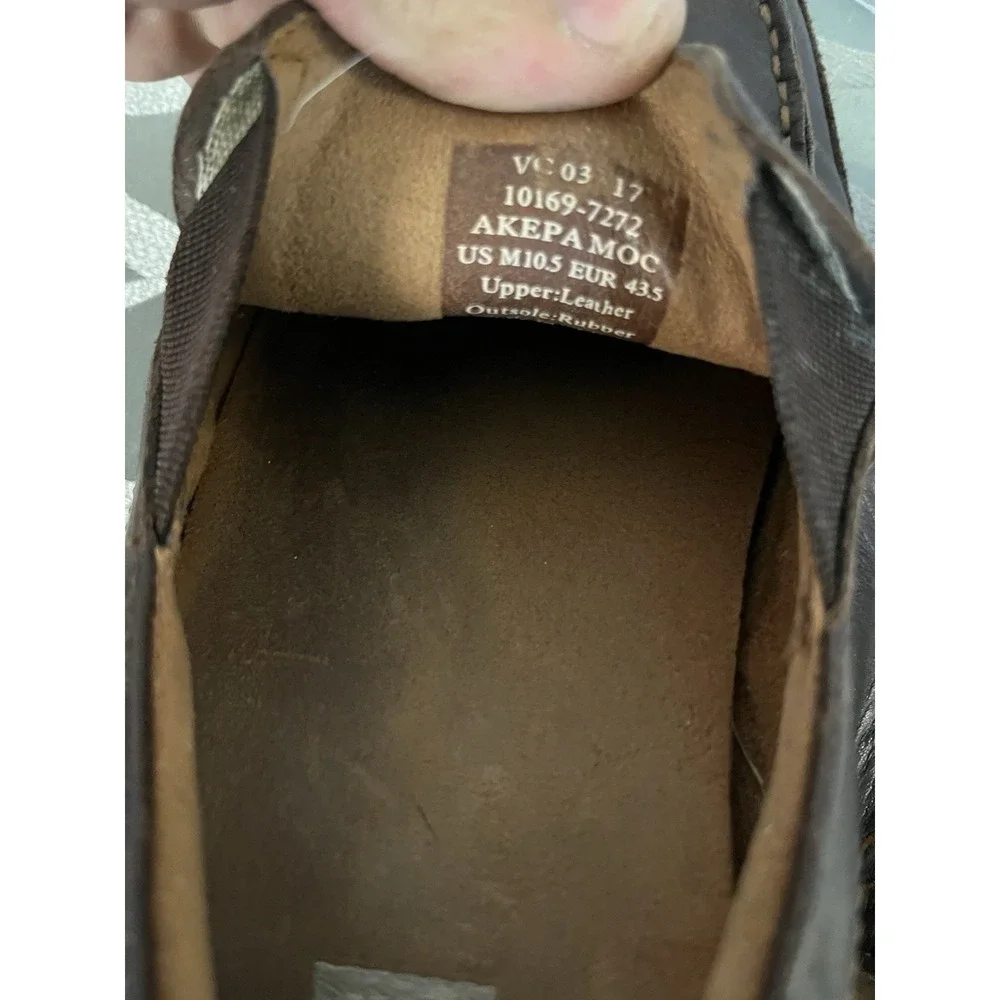 OluKai 'Akepa Moc Men's Leather Slip-On Driver Loafers Brown Size 10.5